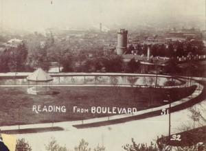 Another view of the bandstand, from the "Boulevard." The Lily Pond and prison are also visible.