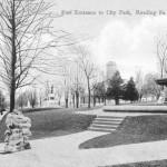 A postcard view of the east entrance to the Commons, the corner of Perkiomen Avenue and Hill Road.