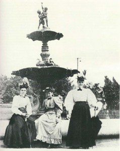 In addition to the Elk Fountain, there were three other ornamental fountains on Penn's Common, none of which survive today. This particular view shows the one near the Walnut Street entrance - looking eastward.